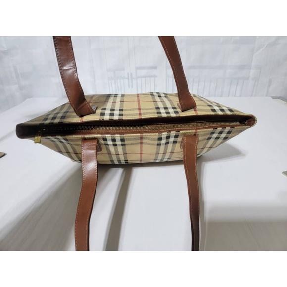 Authentic Burberry Haymarket Check Canvas Shoulder Bag Brown/Beige - Picture 11 of 14